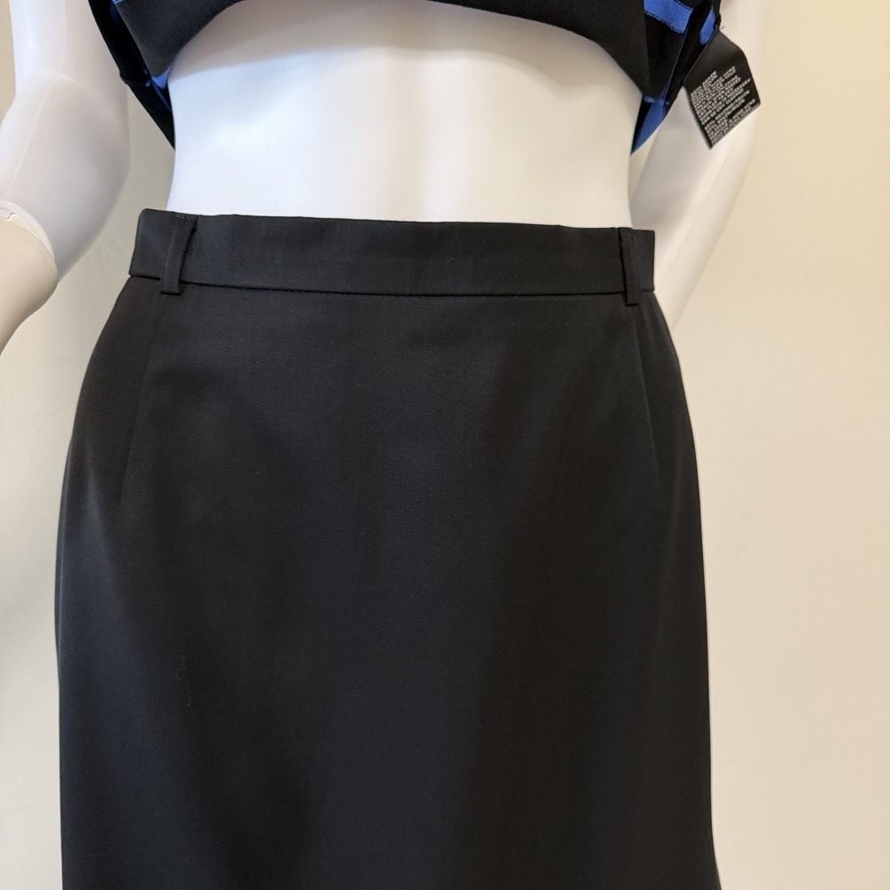 Classic ESCADA Black Pure‎ Wool Midi Pencil Skirt High Rise  with slit size 36 - Picture 4 of 15